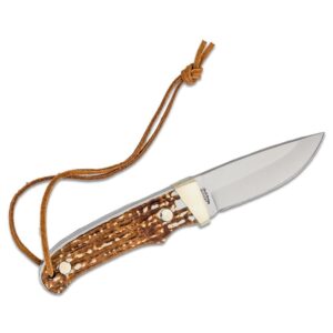 Schrade Uncle Henry Next Gen PH1N Stagalon Fixed Knife 3-3-5" Trailing Point Blade Brown