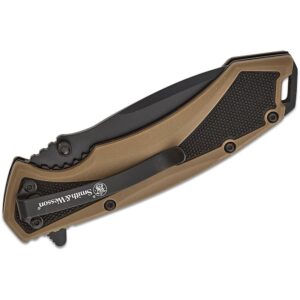 Smith & Wesson Extreme Ops Spring Assist Folding Knife 3-1-4" Drop Point Blade Black Tan