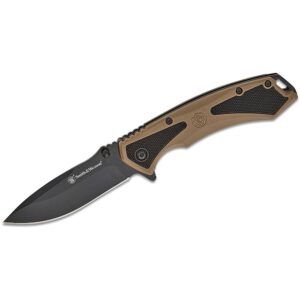 Smith & Wesson Extreme Ops Spring Assist Folding Knife 3-1-4" Drop Point Blade Black Tan Box