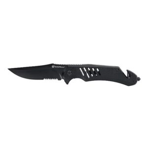 Smith & Wesson Extreme Ops Folding Knife 3-1-2" Clip Point Blade Black with Glass Breaker and Strap Cutter