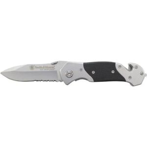 Smith & Wesson 1st Response Drop Point Folding Knife 3 3-10" Blade Black and Silver