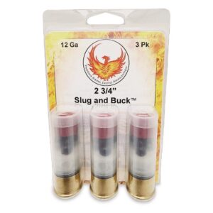 Phoenix Rising Slug & Buck Shotshell 12ga 2-3-4" FSJ 7-8oz Slug & 6-00 Buckshot 1225 fps 3-ct