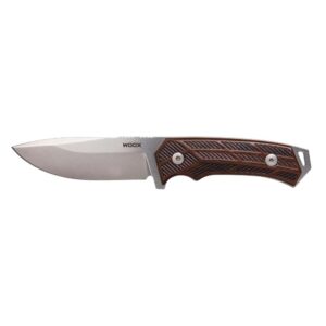WOOX Rock62 Fixed Knife 4-1-4" Drop Point Blade Walnut Checkered