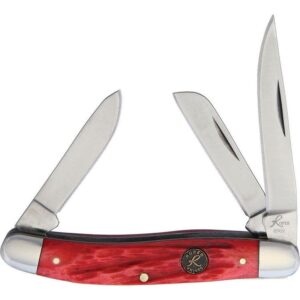Roper Knives Stockman Chaparral Series Pocket Knife 3 Blades 2-1-2" Red Bone