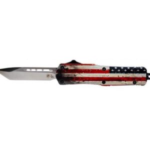 Templar Knife OTF Small Knife 2-1-4" Tanto Blade Wood US Flag