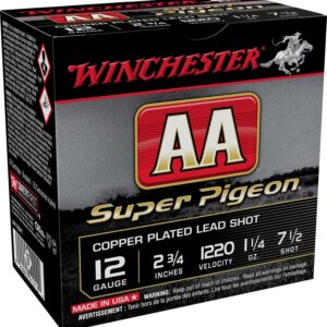 Winchester AA Super Pigeon Shotshells 12 ga 2-3-4" 1-1-4 oz 1220 fps #7.5 25-ct