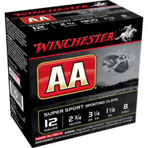Winchester AA Super Sport 12 ga 2-3-4" 3-1-4 dr 1-1-8 oz #8 1300 fps - 25-ct