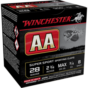Winchester AA Super Sport Sporting Clays Shotshells 28 ga 2-3-4" 3-4 oz 1300 fps #8 25-ct