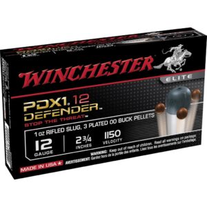 Winchester Supreme Elite PDX1 Personal Defense Shotshells 12 ga 2-3-4" 1 Slug 1150 fps #00 10-ct