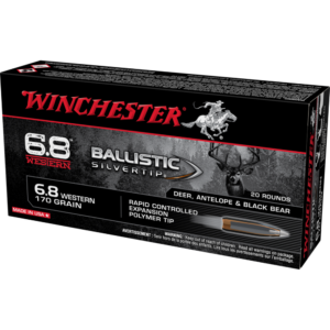 Winchester Ballistic Silvertip Rifle Ammunition 6.8 Western 170 gr. PT 2920 fps 20-ct
