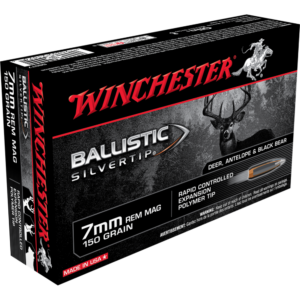 Winchester Ballistic Silvertip Rifle Ammunition 7mm Rem Mag 150 gr. PT 3100 fps 20-ct