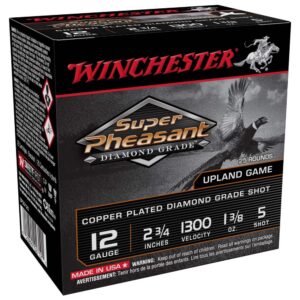 Winchester Super Pheasant Diamond Grade Shotshells 12 ga 2-3-4" 1-3-8 oz 1300 fps #5 25-ct