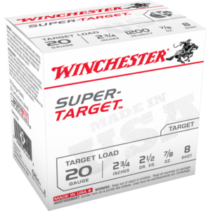 Winchester Super-Target Shotshells 20 ga 2-3-4" 7-8 oz 1200 fps #8 25-ct