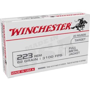 Winchester USA LC Rifle Ammunition .223 Rem 62 gr. FMJ 3100 fps 20-ct