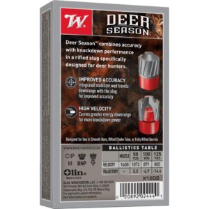 Winchester Deer Season Shotshells 12 ga 2-3-4" 1-1-4 oz 1600 fps Slug 5-ct