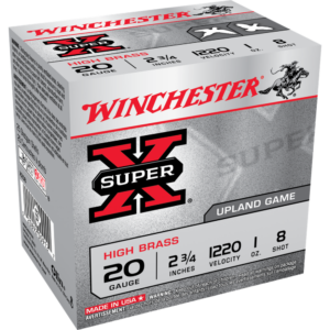 Winchester Super-X High-Brass Shotshells 20 ga 2-3-4" 1 oz 1220 fps #8 25-ct