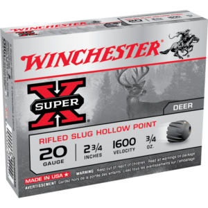 Winchester Super-X Rifled Slug Shotshells 20 ga 2-3-4" 3-4 oz 1600 fps Slug 5-ct
