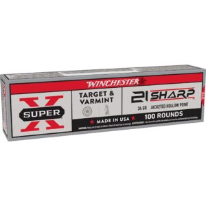 Winchester Game & Target Rimfire Ammunition 21 Sharp 34gr JHP 1500fps 100-ct