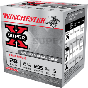 Winchester Super-X High Brass Game Shotshells 28 ga 2-3-4" 3-4oz 1295 fps #5 25-ct