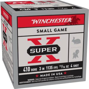 Winchester Super-X High-Brass Shotshells .410 ga 3" MAX 11-16 oz 1135 fps #4 25-ct