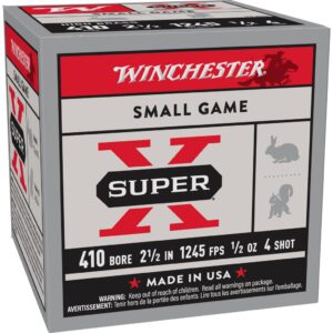 Winchester Super-X High-Brass Shotshells .410 ga 2-1-2" 1-2 oz 1245 fps #4 25-ct