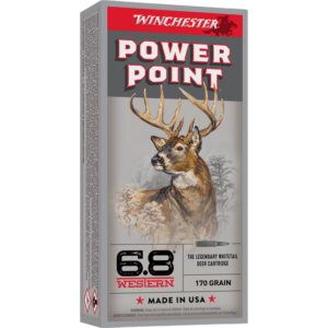 Winchester Power Point Rifle Ammunition 6.8 Western 170 gr. SP 3218 fps 20-ct