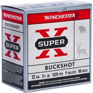 Winchester Super-X Shoshells 12ga 2-3-4" 9plts 1325 fps #00 Buck 25-ct