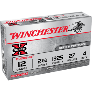 Winchester Super-X Buckshot Shotshels 12 ga 2-3-4" 1325 fps #4B 5-ct