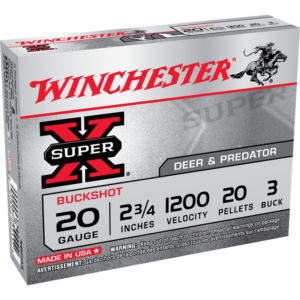 Winchester Super-X Buckshot Shotshells 20 ga 2-3-4" 1200 fps #3B 5-ct