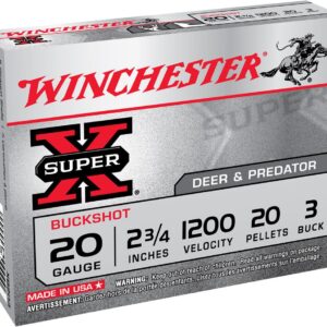 Winchester Super X Buckshot Shotshells 20 ga 2-3-4" 1200 fps #3 15-ct