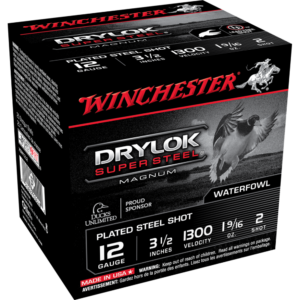 Winchester Super-X Drylok Super Steel Shotshells 12 ga 3-1-2" 1-9-16 oz 1300 fps #2 25-ct