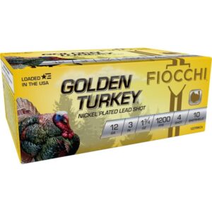Fiocchi Golden Turkey Nickel Plated Shotshells 12ga 3" 1-3-4oz 1200 fps #4 10-ct