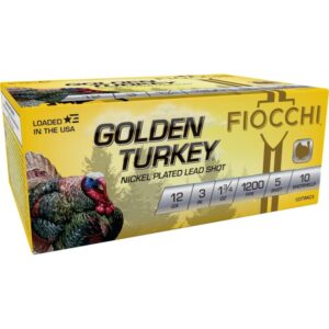 Fiocchi Golden Turkey Nickel Plated Shotshells 12ga 3" 1-3-4oz 1200 fps #5 10-ct