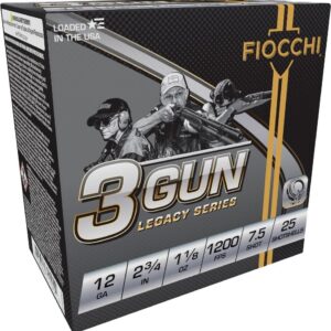 Fiocchi 3 Gun Match Shotshells 12ga 2-3-4" 1-1-8oz 1200 fps #7.5 25-ct
