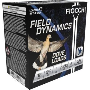 Fiocchi Field Dynamics Dove & Quail Shotshells 12ga 2-3-4" 1oz 1250 fps #8 25-ct