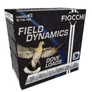 Fiocchi Lead Dove & Quail Shotshells 12ga 2-3-4 in 1-1-8 oz 1250 fps #7.5 25-ct