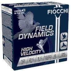 Fiocchi High Velocity Shotshells 12ga 2-3-4" 1 -1-4oz 1330 fps #4 25-ct