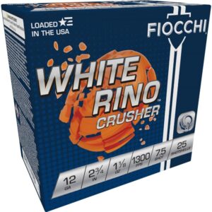 Fiocchi White Rino Crusher Shotshells 12ga  2-3-4" 1-1-8oz 1300 fps #7.5 25-ct
