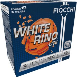 Fiocchi White Rino Lite Shotshells 12 ga 2-3-4" 1-1-8oz 1200 fps #8 25-ct