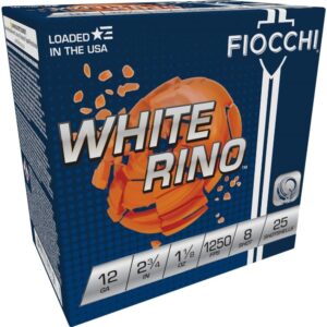 Fiocchi White Rino Shotshells 12 ga 2 3-4" 1 1-8oz 1250fps #8 25-ct
