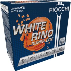 Fiocchi White Rino Super Lite Shotshells 12 ga 2-3-4" 1-1-8oz 1150 fps #7.5 25-ct