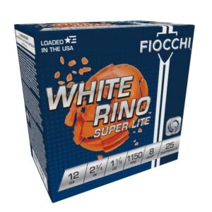 Fiocchi White Rino Super Lite Shotshells 12 ga 2-3-4" 1-1-8oz 1150 fps #8 25-ct