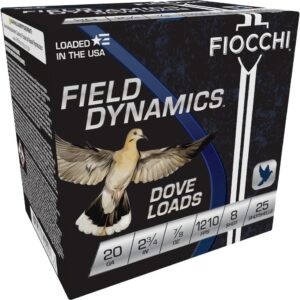 Fiocchi Lead Dove & Quail Shotshells 20ga 2-3-4 in 7-8 oz #8 1210 fps 25-ct
