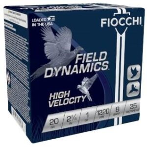 Fiocchi High Velocity Shotshells 20ga 2-3-4" 1oz #8 25-ct