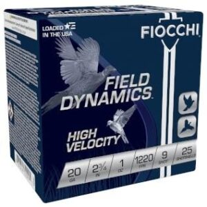 Fiocchi High Velocity Shotshells 20 ga 2-3-4 1oz 1220 fps #9 25-ct