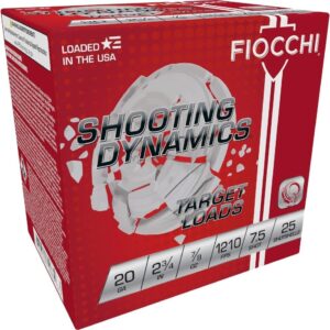 Fiocchi Shooting Dynamics Shotshells  20ga 2-3-4in 7-8 oz #7.5 1210 fps 25-ct