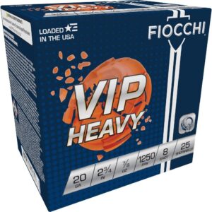 Fiocchi Exacta VIP Heavy Shotshells 20ga 2-3-4" 7-8oz 1250 fps #8 25-ct