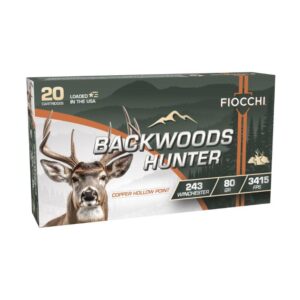 Fiocchi Backwoods Hunter Rifle Ammunition 243 Win 80gr CHP 3415 fps 20-ct