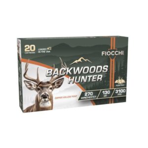 Fiocchi Backwoods Hunter Rifle Ammunition 270 Win 130gr HP 3100 fps 20-ct