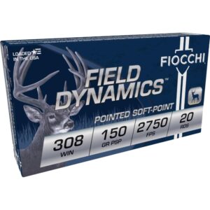 Fiocchi Field Dynamics Rifle Ammunition .308 Win 150 gr PSP 2750 fps 20-ct